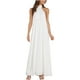 thumbnail image 1 of Vestido largo de verano para mujer, cuello halter cruzado, sin mangas, color sólido, recortado, sin espalda, fluido, línea A Pompotops ghjkhdj4017, 1 of 7