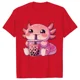 thumbnail image 3 of Ropa de verano para mujer, camisetas Kawaii Bubble Tea Boba Axolotl, pantalón corto informal, camiseta de manga, camisetas gráficas Harajuku Y2k a la moda para mujer, 3 of 5