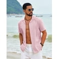 thumbnail image 3 of COOFANDY Men's Cotton Shirts Short Sleeve Button Down Shirts Casual Beach Summer Cuban Collar Shirt, 3 of 6