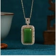 thumbnail image 5 of K-KED Green Jade Crystal Pendant Necklace Charm 18K Gold Plated Chain Dainty Gemstone, 5 of 5