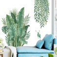 thumbnail image 1 of Vintage pegatina de pared de planta verde, pegatina de pared de planta tropical, pegatinas de pared de hojas de palma y ginkgo verde, revestimientos de pared impermeables para puertas, paredes de dor, 1 of 1