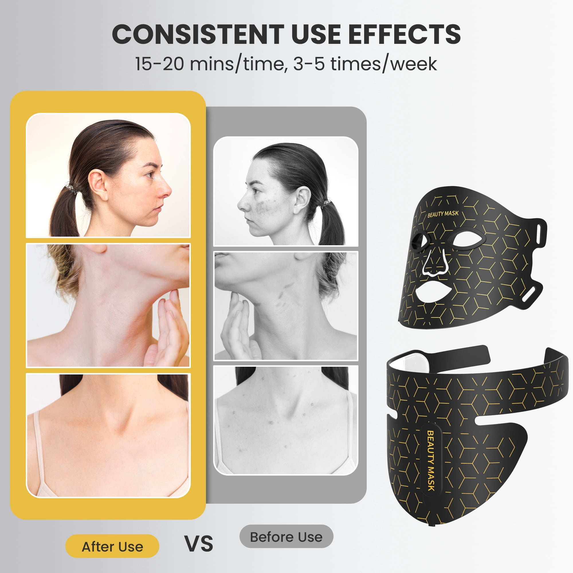 EASYINBEAUTY Red Light Therapy for Face & Neck, Hands-Free Silicone for Anti-Aging, Acne,Wrinkle Reduction & Sensitive Skin During Yoga or Work