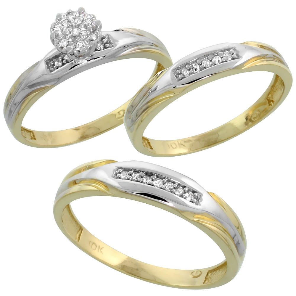 Gabriella Gold 10k Gold Diamond Trio Engagement Wedding