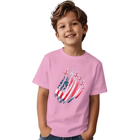 HAYIMI Toddler T-Shirts Kids Boys Girls Casual Short Sleeve T Shirt 4th Of July Patriotic O-Neck Graphic Tee Tops For Children Celebrate America's 250th Anniversary 1776-2026 Versatile Dailywear
