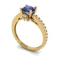 thumbnail image 2 of Clara Pucci 14K Yellow Gold Solid Gold Tanzanite Solitaire with Accents Anniversary Ring for Women - 1.465 cttw Round Cut, 2 of 8