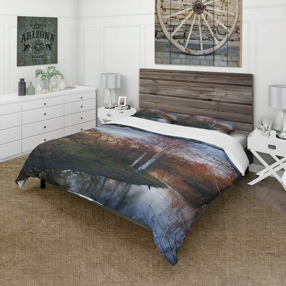 Designart 'Forest River in The Spring' Traditional Duvet Cover Set