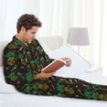thumbnail image 6 of Honeii Pineapples Pattern Mens Pajamas Set,2pcs Men's Lounge Long Sleeve Sleep Shirt and Pajama Bottoms Sleepwear Set,Mens Pjs Sets-Large, 6 of 7