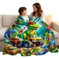 thumbnail image 2 of Cute Smiling Dinosaur Throw Blanket for Kids, 3D Dinosaur Blanket for Boys & Girls, Cozy Fleece Dinosaurs HD Digital Print Flannel Blanket, for Dino-Lover (A, 60×50 in), 2 of 8