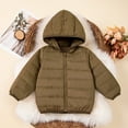thumbnail image 2 of Curuila Infant Boys Girls Coat Long Sleeve Solid Color Crew Neck Lightweight Winter Jacket With Hood Coffee Size 6-9 Months, 2 of 4