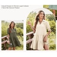 thumbnail image 4 of Casual Dresses for Women Lapel Collared V Neck Mid Sleeved Pleated Summer Dresses for Women Midi Dresses, 4 of 6