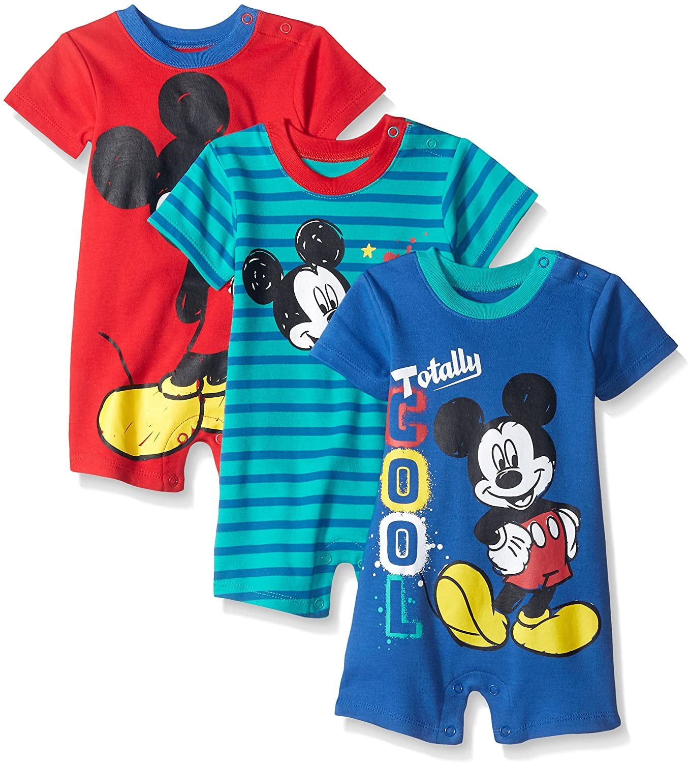 Disney Baby Boys' Mickey 3 Pack Rompers