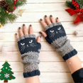thumbnail image 3 of Cozy Cat Tastic Gloves, Knitted Fingerless Gloves for Women, Women’s Knitted Fingerless Glovess with Cute Cat Embroidery, 3 of 7