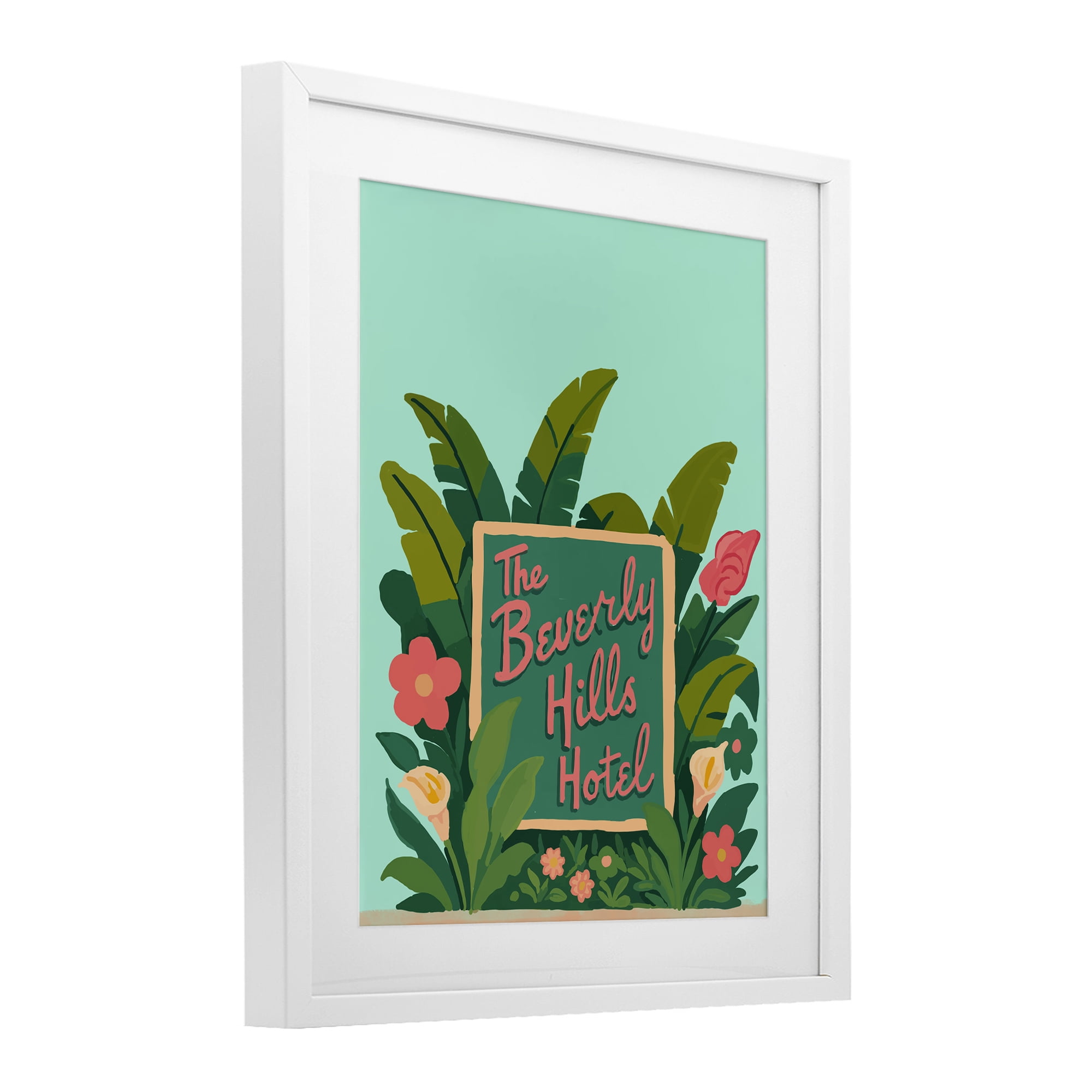 Stupell Industries Beverly Hills Hotel White Framed Print Under Glass, design by Amelia Noyes
