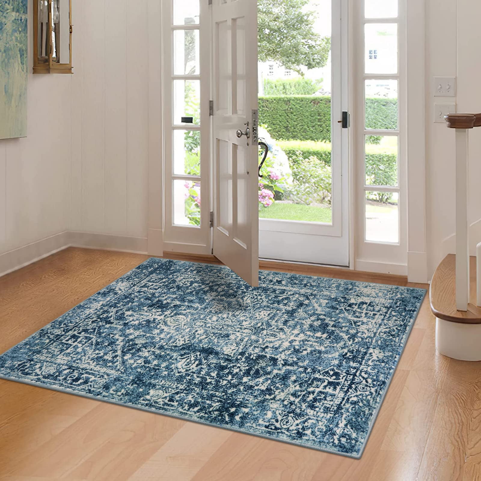 Wonnitar Vintage 3x5 Rug, Washable Rug Runner for Hallways Non-Slip, Traditional Non-Shedding Entryway Mat Soft Carpet for Bathroom Foyer Bedroom
