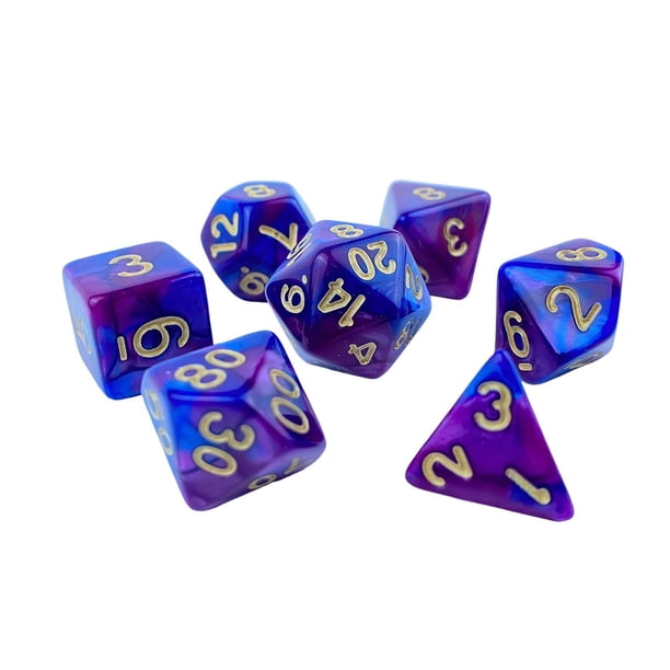Dados acrílicos , de dados D20 D8 D12 D4 de dados poliédricos para de , , familiar, morado Hugo Dados de juego de mesa