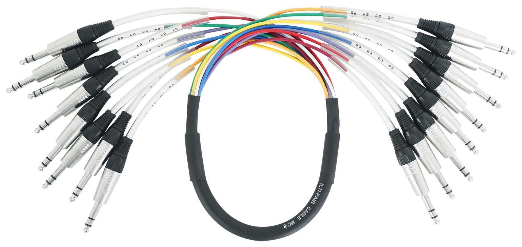 Rockville SQ803 8 Channel 3 Foot 1/4" TRS Snake Cable (Male to Male)