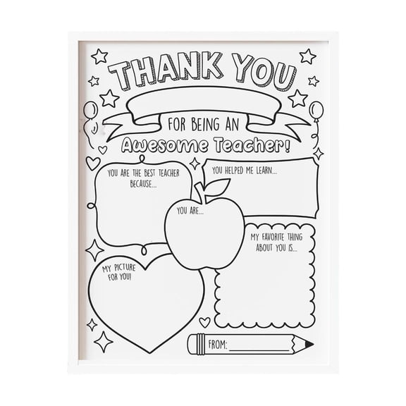 SDFGTstore Teacher Appreciation Card Teacher Thank You Cards Coloring Posters For Home School Classroom Party Art Craft Project