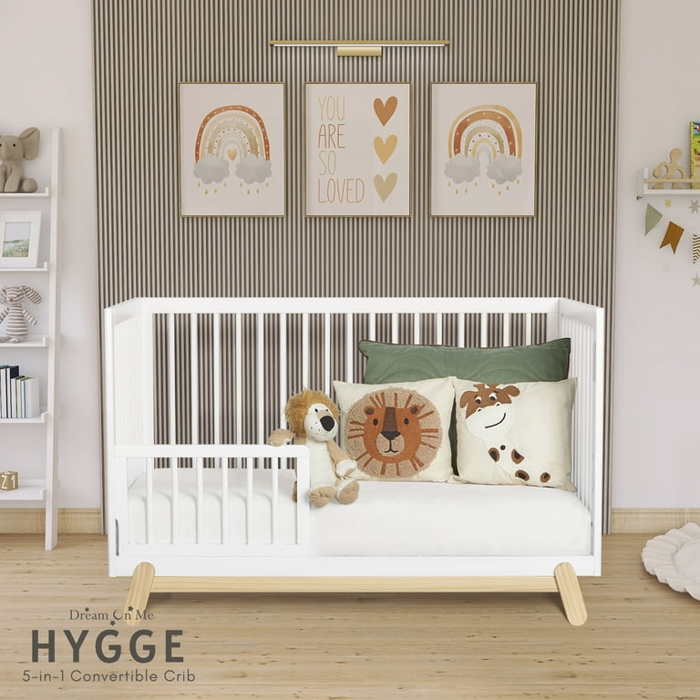 Free Shipping Dream On Me Hygge 5 in 1 Convertible Crib Vintage White Oak Walmart