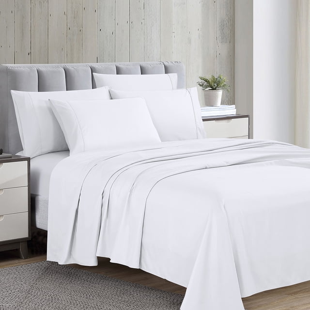 Ensemble de draps de luxe Swift Home 6 pièces avec taie d'oreiller additionnelle, Double, Blanc