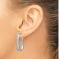 thumbnail image 3 of 14K White Gold Satin Oval Omega Back Hoop Earrings - 28.7mm, 3 of 5