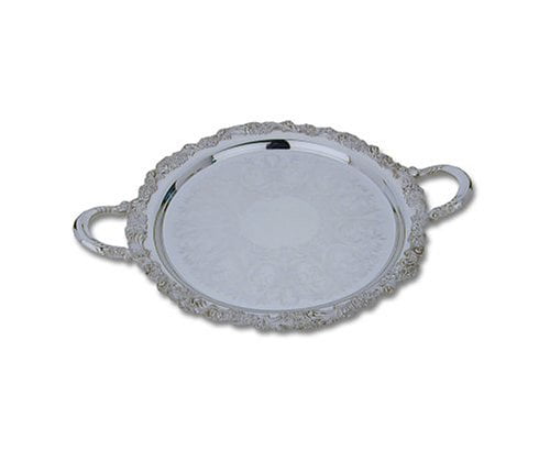 Burgundy Reed & Barton S-2302 Silver Plated Engravable Round Tray 13-Inch