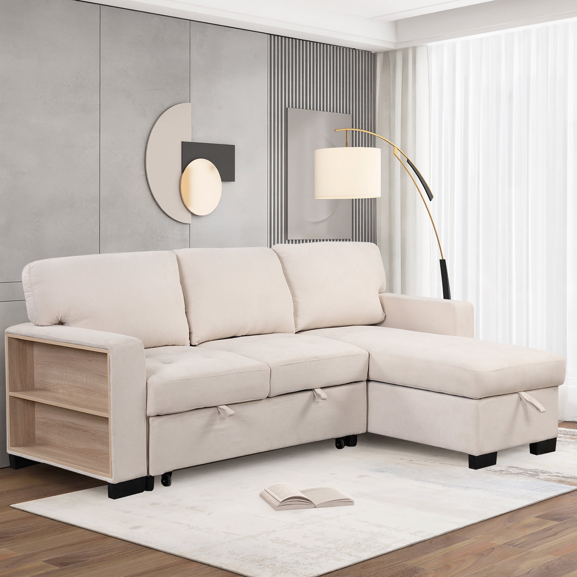 Euroco Sectional Sofa Set with PullOut Bed LShaped Lounge Sofa with