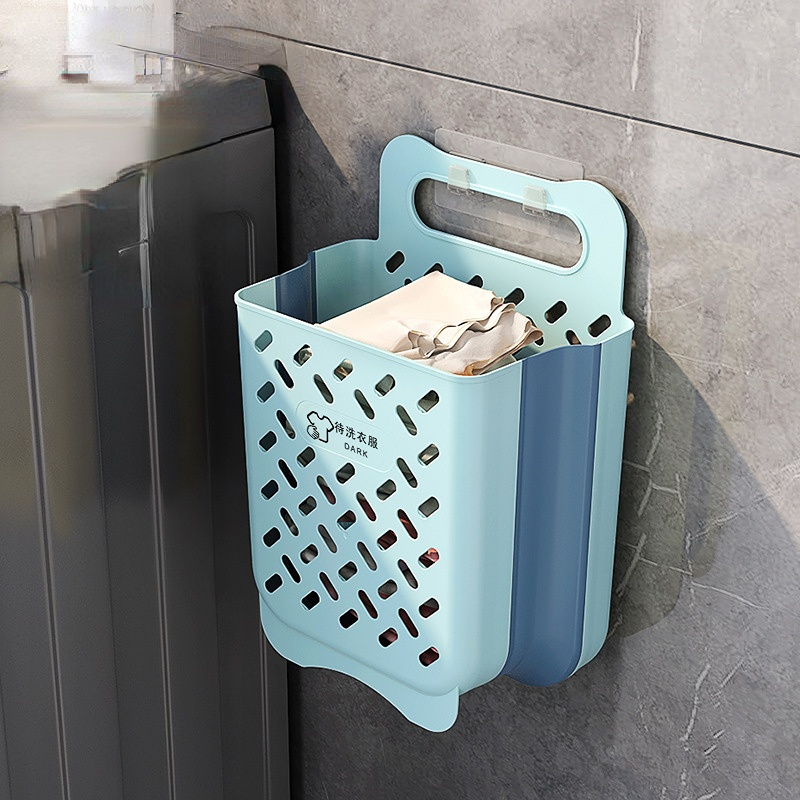 XL Plastic Collapsible Hanging Laundry Basket with Carry Handle, Space