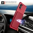 thumbnail image 4 of SaniMore Versatile Case for Samsung Galaxy A15 6.5" 2023, Rugged PC Shell PU Leather Button Flip Card Pocket Stand Magnetic Car Mount Shockproof Anti-drop Heavy Duty Protective Cover, Red, 4 of 7