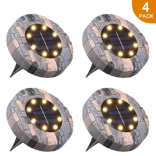 Tomshine Solar Powered Ground Lights 8 LEDs Garden Disk Deck Lamp