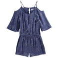 thumbnail image 1 of Epic Threads Girl’s Printed Cold-Shoulder Rompers, Crown Blue, X-Large, 1 of 1