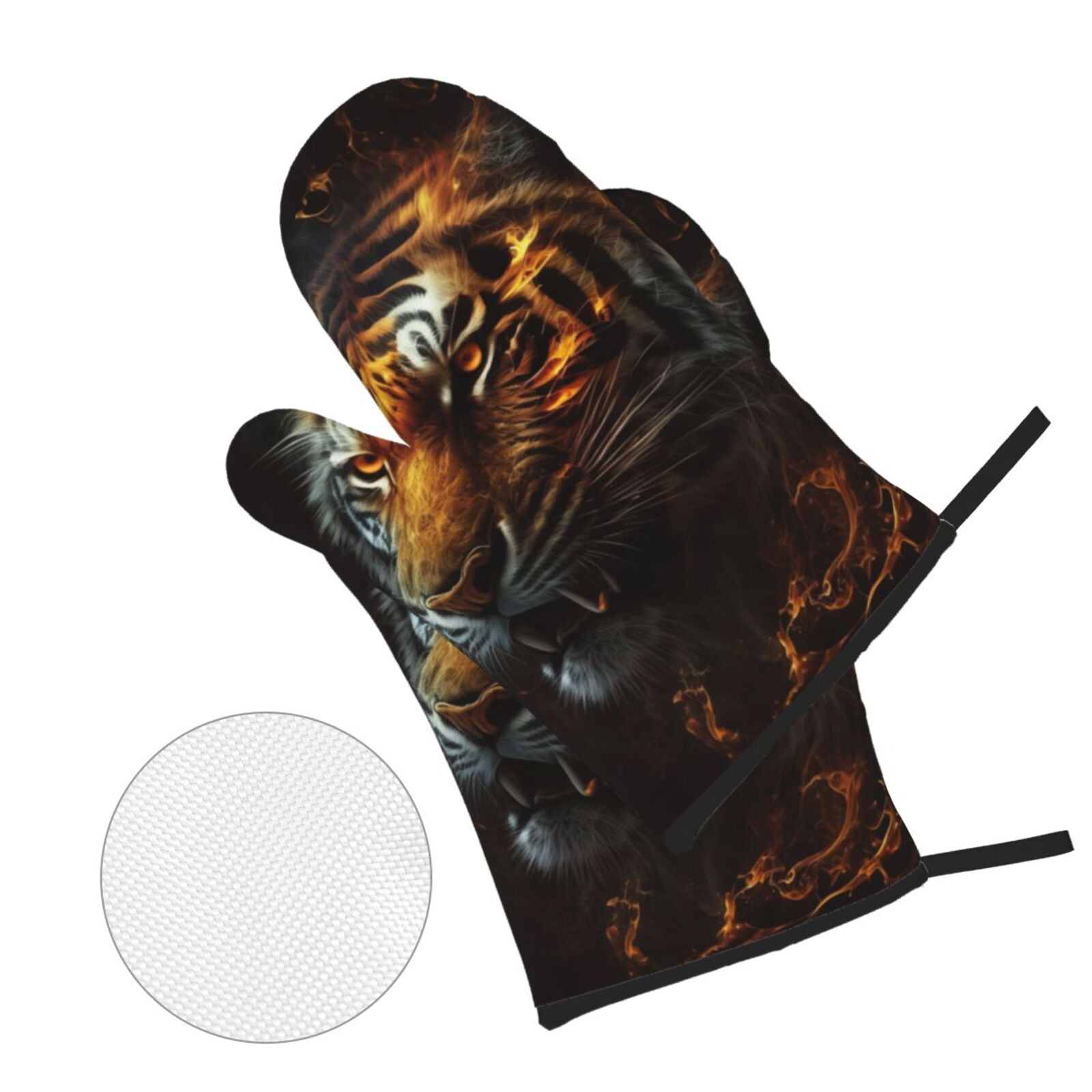 Fire King Tiger Face Art 4Pcs Oven Mitts and Pot Holders Sets Oven Kitchen Gloves Hot Pads for Cooking BBQ Baking Grilling