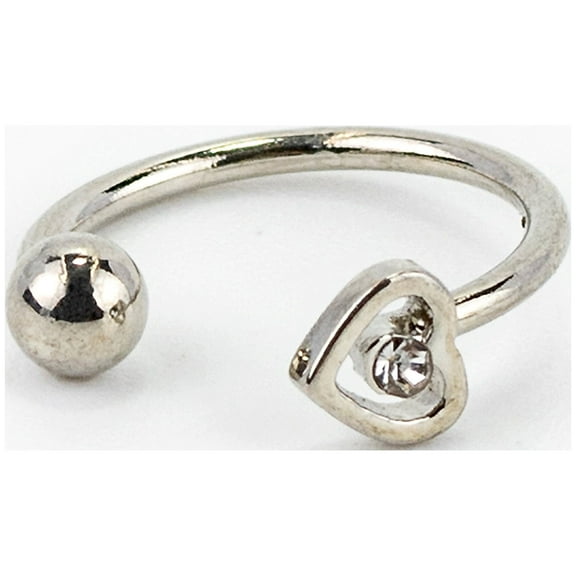 Claire's Women's Silver Heart Outline Faux Nose Ring, Adjustable Cuff Closure, 1 Pack, 52456