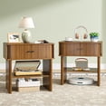 thumbnail image 4 of Gineuiia Fluted Nightstands Set of 2 Modern Bedside Table with Storage Shelf Wood End Table for Bedroom Mid Century Side Tables Living Room Walnut, 4 of 9