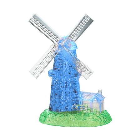 BePuzzled 3D Crystal Puzzle: Windmill (White/Blue): 64 Pcs
