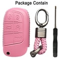 thumbnail image 2 of Alegender Pink Leather Key Fob Cover Case Remote Protector for 2017 2018 2019 2020 2021 Jeep Grand Cherokee Chrysler, 2 of 5