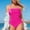 B_ Hot Pink, variant on UTSJKR Womens Color Block High Waisted Swimsuit Trendy Tie Side Plunge Ruched Bathing Suits Tummy Control One Piece Swimwear Light Blue S