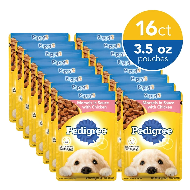 Pedigree Puppy Morsels In Sauce With Chicken Wet Dog Food For Puppy 3.5 Oz Pouch