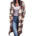 thumbnail image 4 of Drop Shoulder Outwear, Casual Plaid Coat Loose Button Up Warm For Lady For Dating ANGGREK Otros, 4 of 5
