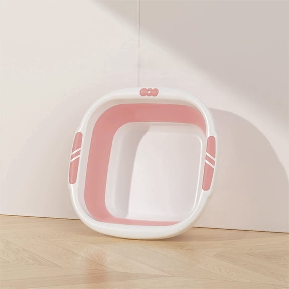 Portable Collapsible Wash Basin - Folds Flat for Storage, Ideal for Kitchen Dishwashing, Camping, BBQ, Laundry & Foot Bath - Pink