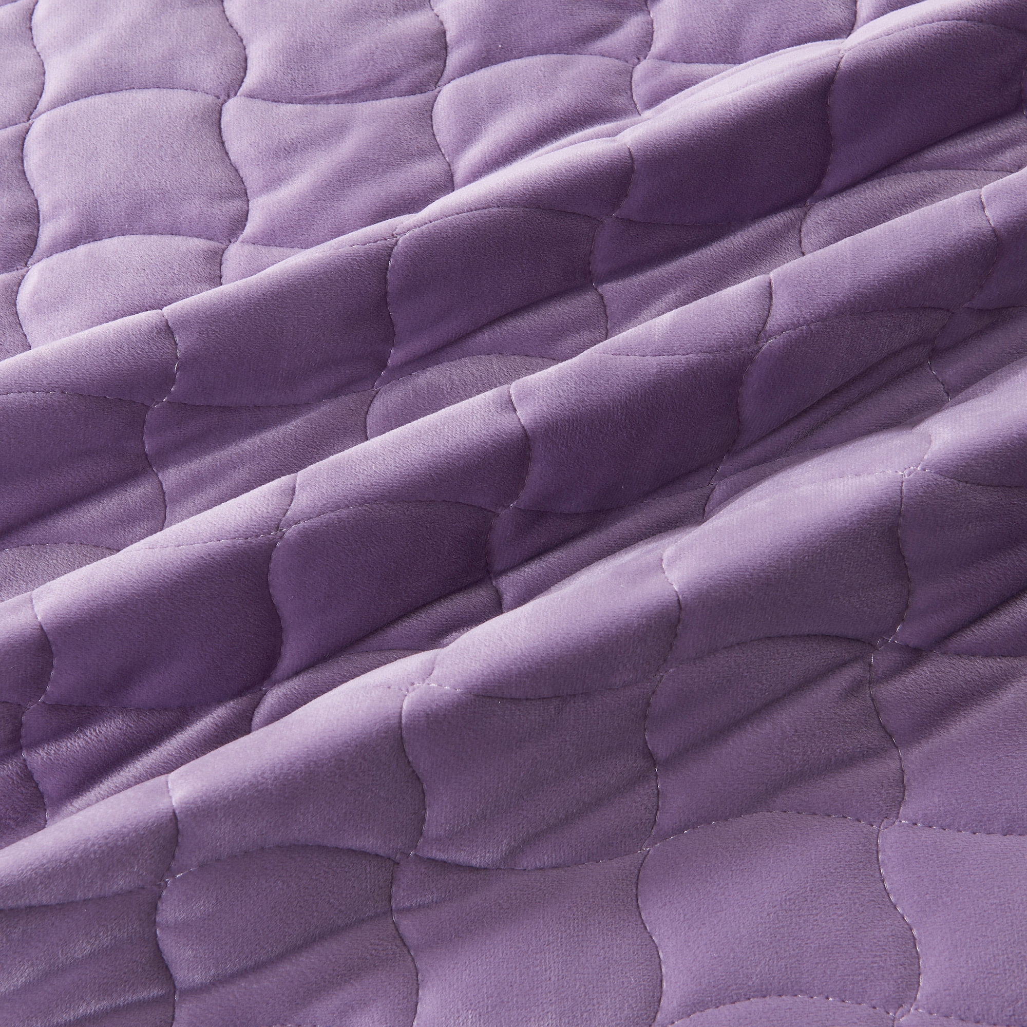 Dual-Sided Velvet Box-Stitched Heavyweight 2-Piece Twin Quilt Set, Lavender