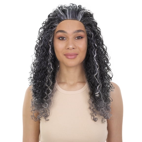 LUXLUXE Makayla 22" Curly Body Wave Half Wig Heat-Resistant Human Hair Blend Daily Wear Dark Gray