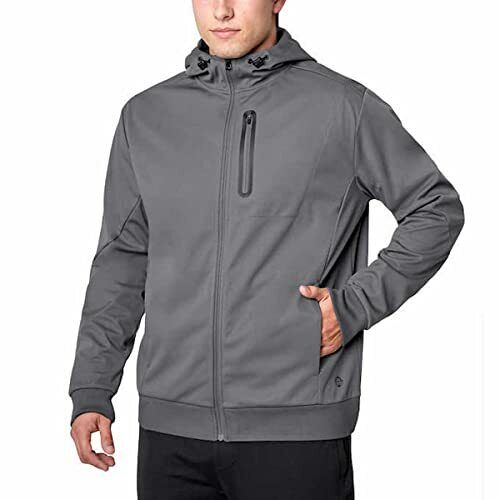 Mondetta Men's Full Zip Hooded Active Jacket, Gray Medium