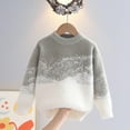 thumbnail image 2 of WRKEKC Kids Sweater Crewneck Gradient Print Fuzzy Knit Pullover Long Sleeve Soft Casual Top for 3 - 12 Years Fall Winter, 2 of 4