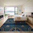 thumbnail image 3 of ODIKA 9'x12' Washable Area Rug Boat Ocean Hooked Compass Navigation Theme Traditional Sailing for Dining Room, Basement, Large Office, Non-Slip Chair-Friendly, 3 of 7