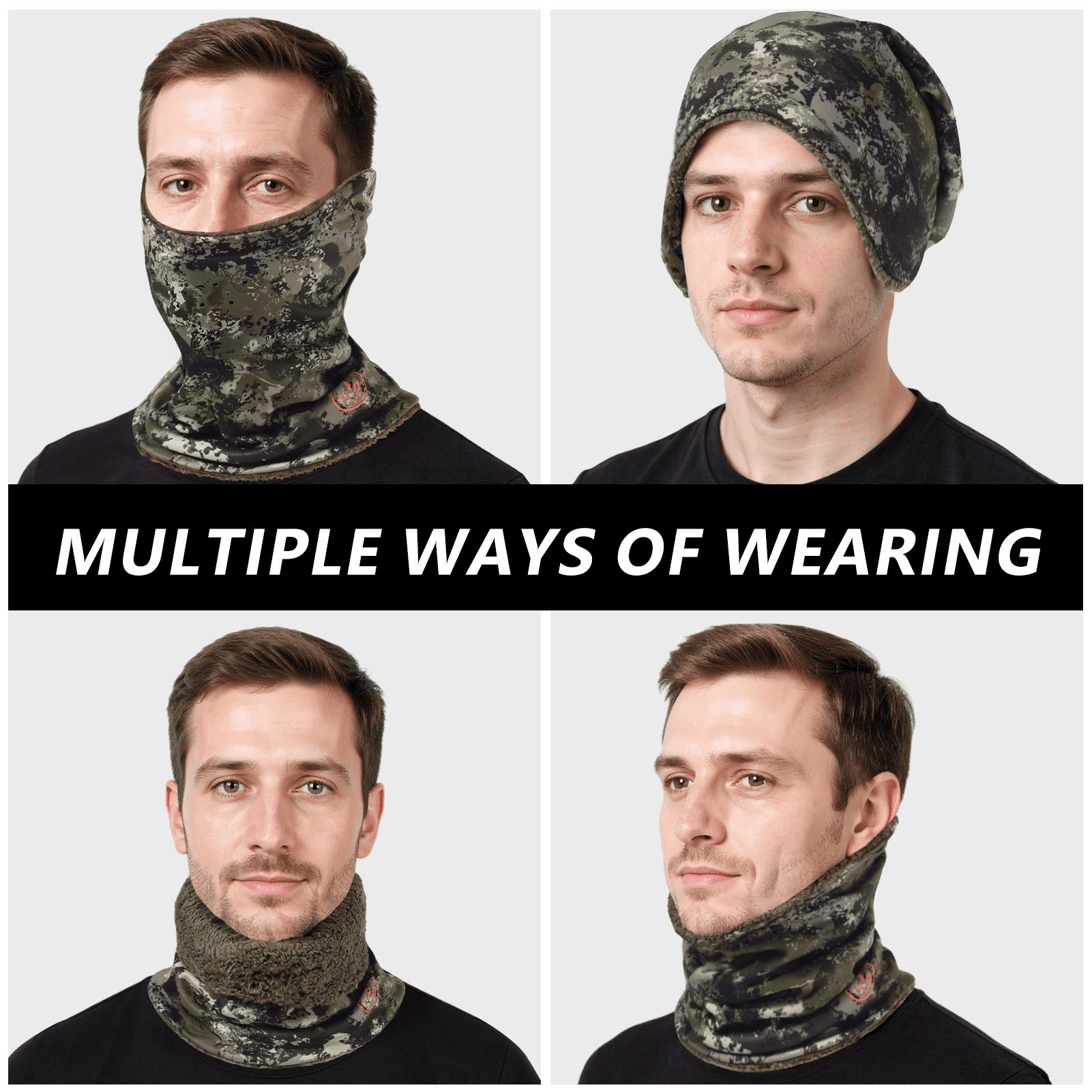 BASSDASH Unisex Winter Neck Gaiter Warmer Insulated Fleece Hunting Face Mask Water Resistant for Fishing Hiking Skiing