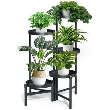UNTIMATY 5 Tier Metal Plant Stand Foldable Tall Plant Shelf Heavy Duty Flower Stands Flower Pot Holder Shelves Rack for Indoor  Outdoor