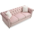 thumbnail image 4 of Maklaine Contemporary Jeweled Tufted Micro Suede Velvet Sofa in Pink, 4 of 5