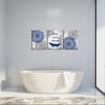 thumbnail image 2 of 3 Pieces Rustic Floral Canvas Wall Art Dahlia Relax Soak Unwind Painting Artwork for Home Bathroom Decor Navy Blue Flower Picture Print Framed Ready to Hang Each Piece 12x16 Inch, 2 of 6