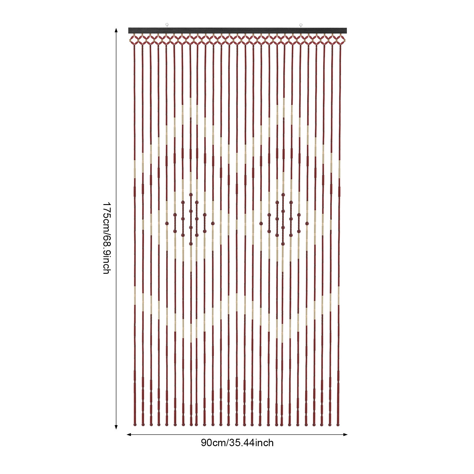 Natural Wood Bamboo Beaded Curtain for Doorway Room Divider 27 Strands for Iiving Rooms,Study Rooms