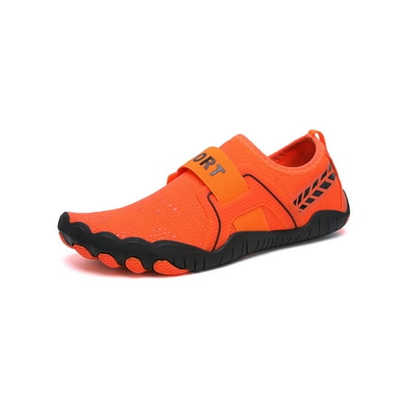 

Gomelly Unisex Water Shoes Barefoot Aqua Socks Slip On Beach Shoe Comfort Flats Womens Mens Orange 5.5